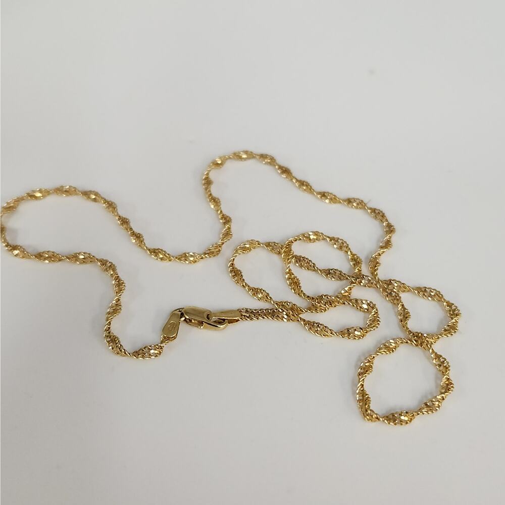 14k Yellow Gold Diamond-Cut Rope Chain Necklace Twisted Textured Design 18" - Picture 4 of 8